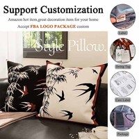 Benutzer definierte chinesische Art Soft Velvet Printed Throw Kissen bezug Sofa Samt Kissen Kissen für Wohnzimmer Couch