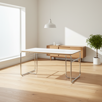 Table à manger rectangulaire blanche avec pieds en métal de style nordique moderne, personnalisable en gros, pour usage domestique, ensemble table et chaises