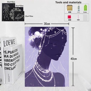 Kit de peinture aux perles DIY pour enfants, ensemble d'art créatif avec perles collantes pour décoration murale artisanale, cadeau - Product Image 1