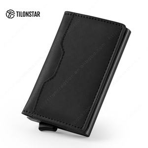 TILONSTAR TVC109 High Quality Business Aluminum Pop up Card Holder ID Credit Card Holder Leather Pop up Wallet - Product Image 2