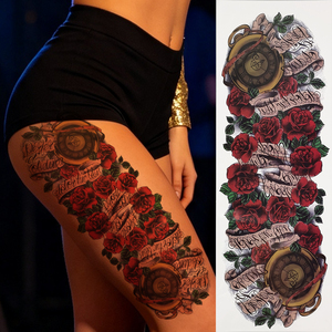 Tatuajes Temporales de <span class=keywords><strong>Manga</strong></span> Completa y Media <span class=keywords><strong>Manga</strong></span> para Hombres y Mujeres, Diseños de Calaveras, Rosas, Leones y Flores, Grandes, Impermeables, para Piernas y Cuerpo - Product Image 3