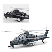 Modèle d'avion militaire en alliage 2024, simulation, friction, lumière, musique, hélicoptère WZ-10, jouets pour enfants
