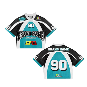 Tontons Custom Oversized <b>Cropped</b> Boxy <b>Men</b> V Neck Streetwear Hip Hop Soccer T-shirt With Logo - Product Image 2