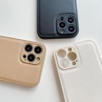 Coque de téléphone en cuir de qualité supérieure pour iPhone 16 15 14 Promax & 11 Style personnel à motif de litchi noir simple