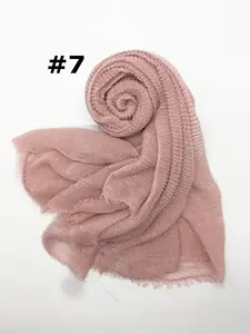 Шелковый хлопковый и льняной шарф, однотонный развернутый боковой накидка, шаль, шарф, хиджабы