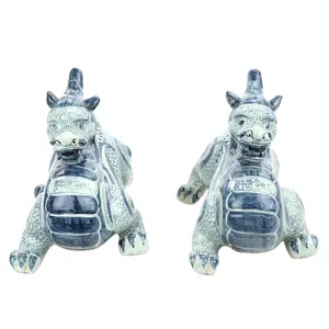 Chinese blue and white blue dragon company office home decoration luxury gifts ceramics