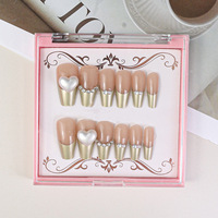 Vente en Gros Faux Ongles Courts en Acrylique Finition Gel UV, Capsules d'Ongles Réutilisables Faites à la Main à Coller