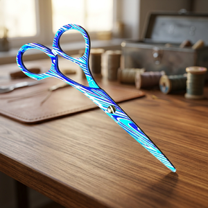 Ciseaux de coiffure professionnels en acier inoxydable de qualité supérieure, à manche long, pour droitiers, revêtement papier, ciseaux de barbier ultra-affûtés, finition miroir - Product Image 3