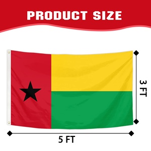 Bandera Nacional de Guinea Bissau Personalizada de Fábrica para Exteriores, de Una o Dos Caras, 90x150cm, Estrella Negra de Guinea Bissau, Poliéster 100D - Product Image 2