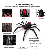 Nouvelle décoration d'Halloween en forme d'araignée noire suspendue, lumineuse et sonore, accessoire de fête, ambiance terrifiante