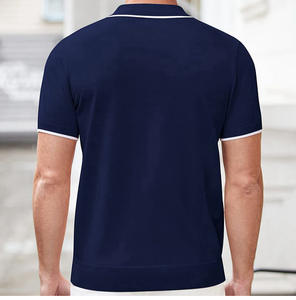 Venta al por mayor 100% algodón para Polos logotipo bordado liso Golf camisetas personalizadas XL longitud corta botón sólido oscuro tejido 6XL - Product Image 5