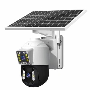 Caméra de surveillance solaire extérieure à double objectif, vue à 360 degrés, montage mural, étanche, sans alimentation électrique, surveillance réseau - Product Image 2
