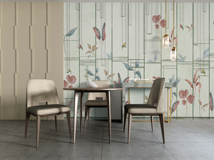 <span class=keywords><strong>Papier</strong></span> <span class=keywords><strong>peint</strong></span> mural de haute qualité personnalisé en soie imperméable bleu clair Forêt de bouleaux avec des animaux mignons (renard, cerf) pour chambre à coucher et salon - Product Image 5