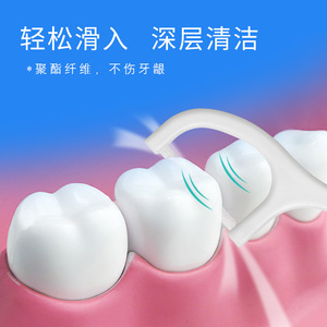 Flat Dental Floss Picks 8.5cm Plastic Ultra Fine Thread Hook Tip For Deep Cleaning Teeth - Product Image 1