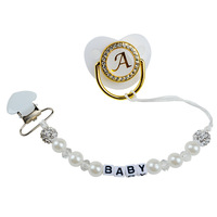 2023 Hot luxe cristal bébé porte-sucette bébé sucette chaîne cadeau or Bling nouveau-né factice sucette Chupetes