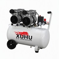 Compresseur d'air à piston silencieux portable sans huile 1500W 2HP 50 litres avec moteur à 4 cylindres 1400 tr/min