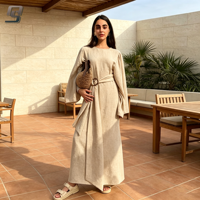 Robe longue Abaya musulmane élégante et personnalisée avec ceinture, Caftan islamique modeste pour femmes, Robe maxi turque de Dubaï