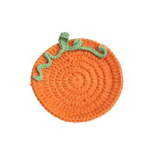 Sous-verres en crochet faits main en forme de citrouille d'Halloween, décoration de table créative, sous-verres artisanaux résistants à la chaleur, produit fini - Product Image 5