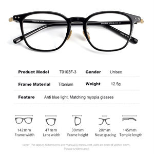 Bingkai persegi Retro untuk kacamata Titanium Anti cahaya biru pelipis musim semi bantalan hidung dapat disesuaikan bingkai kacamata kualitas tinggi pria - Product Image 2