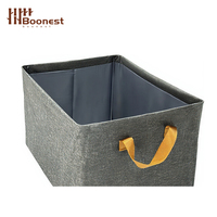 Grand panier de rangement ouvert en tissu avec poignées dorées - Organisateur pliable pour linge, vêtements, serviettes et jouets