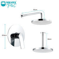 Ensemble de robinet de douche mural SOLVEX Plus avec pomme de douche à jet et à massage, utilisation en hôtel et en appartement, corps en laiton, boîte encastrée, barre coulissante