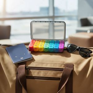 Organisateur de pilules hebdomadaire haut de gamme en plastique, 28 compartiments colorés, pour 7 jours - Product Image 2