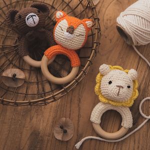 Jouets en <span class=keywords><strong>bois</strong></span> naturel pour bébé, anneau de dentition en coton, pour Crochet d'animaux, vente en gros, - Product Image 5