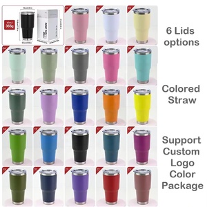 Ly giữ nhiệt thép không gỉ tráng bột, in logo tùy chỉnh, hai lớp, dung tích 30oz và 20oz, dùng cho xe hơi và du lịch - Product Image 3