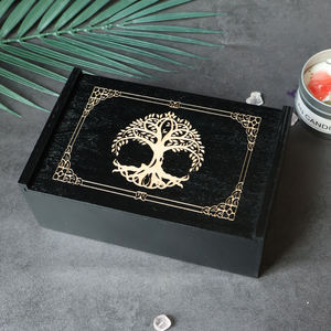 Caja de Almacenamiento de Cartas de <span class=keywords><strong>Tarot</strong></span> de Madera con Diseño Pintado, Soporte Multifuncional para Cartas Estándar - Product Image 2