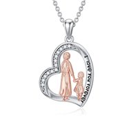 Collier en argent sterling 925 coeur je t'aime maman cadeaux pour la fête des mères