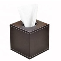Boîte à mouchoirs en papier rouleau carré en cuir PU porte-serviettes en tissu