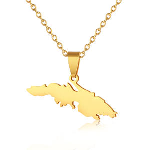 Collar <span class=keywords><strong>de</strong></span> <span class=keywords><strong>mapa</strong></span> <span class=keywords><strong>de</strong></span> acero inoxidable <span class=keywords><strong>de</strong></span> Hip Hop para mujer PAÍSES <span class=keywords><strong>DE</strong></span> Jamaica chapados en oro para boda o fiesta - Product Image 1