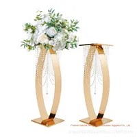 Centre de table de mariage, support à fleurs en métal doré, arrangement floral de mariage, décoration de table, décoration de fête à domicile