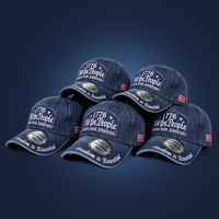 Gorra de Béisbol Estilo Dad Hat de Algodón Desgastado Vintage, con Parche Bordado Personalizado con Logotipo de Bandera, para Recuerdo del 250 Aniversario