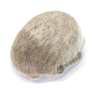 Parrucca Q6 con Base in Pizzo Frontale e Chiusura in Pizzo, Realizzata a Mano, con Attaccatura Naturale, <span class=keywords><strong>Capelli</strong></span> Indiani Remy per Uomo, Onda Naturale, Densità 120%, Stile Freestyle - Product Image 2