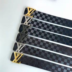 Genuine Real Leather Men <strong>Belt</strong> Manufacturer Fashion Solid Brass Brushed L Letter Custom Cowhide Leather <strong>Belt</strong> for Men - Product Image 4