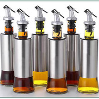 Bouteille avec couvercle verseur et buse, 200ml 300ml 500ml, pour utilisation de cuisine, conteneurs d'huile en verre et de vinaigre, 1 pièce, offre spéciale