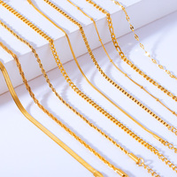 Étanche PVD 18K Plaqué Or En Acier Inoxydable Plat Serpent Corde Twist Box Chaînes Ras Du Cou Chaîne Colliers pour La Fabrication De Bijoux