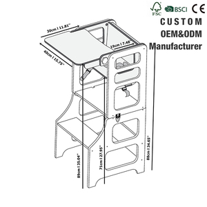 Silla Alta Plegable de Madera Montessori y Torre de Actividades Convertible para Niños, para Aprendizaje y Uso en la Cocina, Muebles Infantiles - Product Image 2