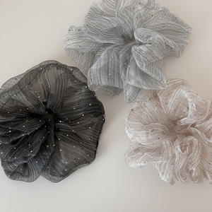 Anneau et accessoires pour cheveux en fil bulle et strass pour femmes élégantes, bandeau rayé en maille de 17 cm pour usage quotidien - Product Image 1