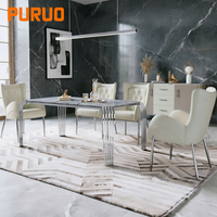 Ensemble de salle à manger moderne pour petit espace, table à manger en marbre artificiel pour 6 personnes et chaises en cuir PU, 7 pièces
