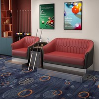 Canapé trois places et chaise de billard avec table intégrée en métal pour salle de billard, modèle 818