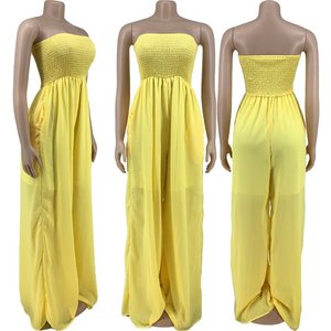 Y304024 Summer New <strong>Lounge</strong> Wear Solid Loose Sleeveless Tube Top Woman Pleated Wide Leg <strong>Jumpsuit</strong> - Product Image 5
