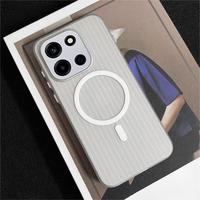 Coque de téléphone compatible avec OnePlus Turbo6, coque de téléphone transparente magnétique ondulée ultra-fine à couverture intégrale anti-chute