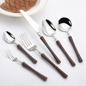 Small Waist 18/10 Stainless Steel Western Cutlery Set <strong>Pau</strong> Ferro Handles Thick-Style Hotel Dessert Knife Fork Spoon Set - Product Image 1