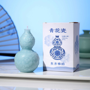 Diffuseur de parfum en forme de gourde en porcelaine bleue et blanche, style rétro original, nouveau luxe chinois, ornement d'ambiance pour la maison, vente en gros - Product Image 4