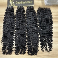 Lot de mèches de cheveux humains 16A Ondes d'eau birmanes, Ondes d'eau océaniques, Bouclées en spirale, Offre de mèches de cheveux vierges bruts vietnamiens