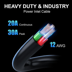 Prise de courant CA 20 ampères, 125 volts, 12AWG, 0,5 m, prise d'alimentation avec cordon, prise universelle NEMA5-15 - Product Image 6
