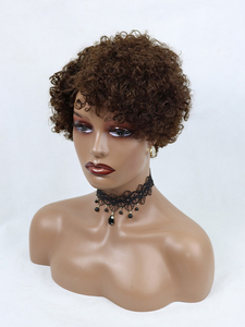 Tóc con người không ren Tóc Giả 6 "xoăn PIXIE Tóc Giả #4 màu nâu Tóc Ngắn Tóc giả bên bán nóng - Product Image 5