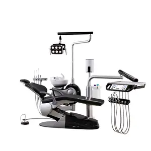 Foshan Veiligheid Dental Unit Stoel Zwart En Zilver Tandartsstoel